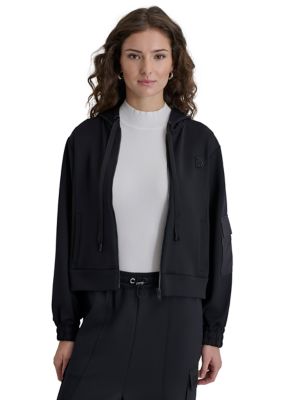 DKNY Women's Scuba Utility Jacket, Black, X-Large