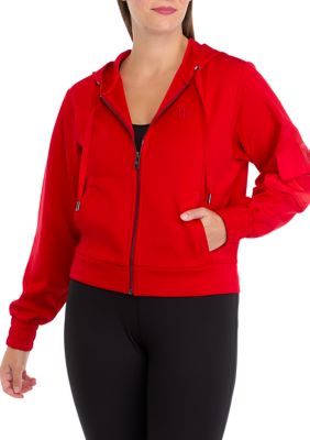 DKNY Women's Scuba Utility Jacket, Red, Small