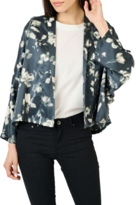 DR2 by Daniel Rainn Women's Satin Jacket with Abstract Print, Black