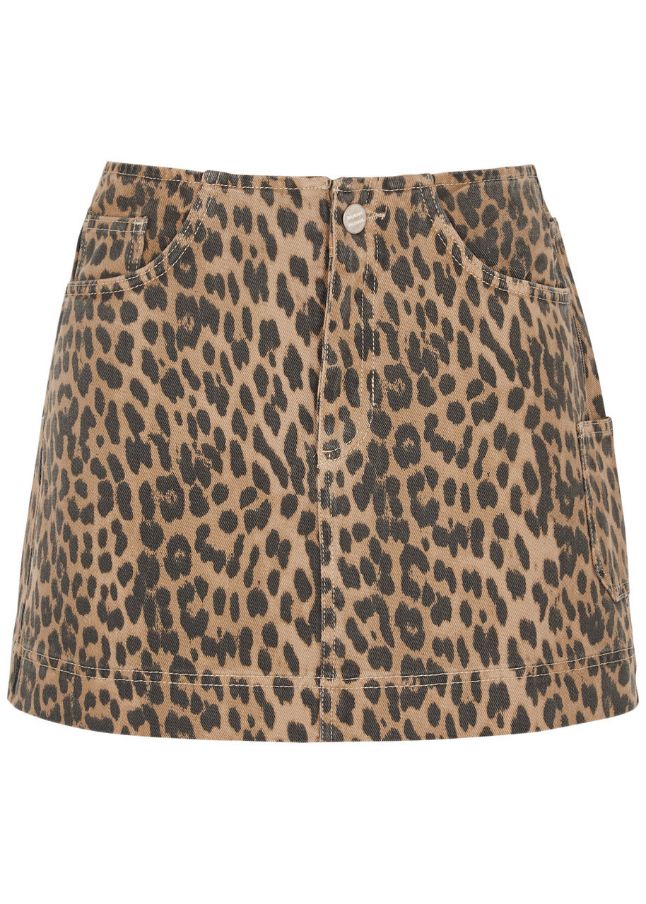 Damson Madder Lily Leopard-print Denim Mini Skirt - 6 (UK6 /xS)