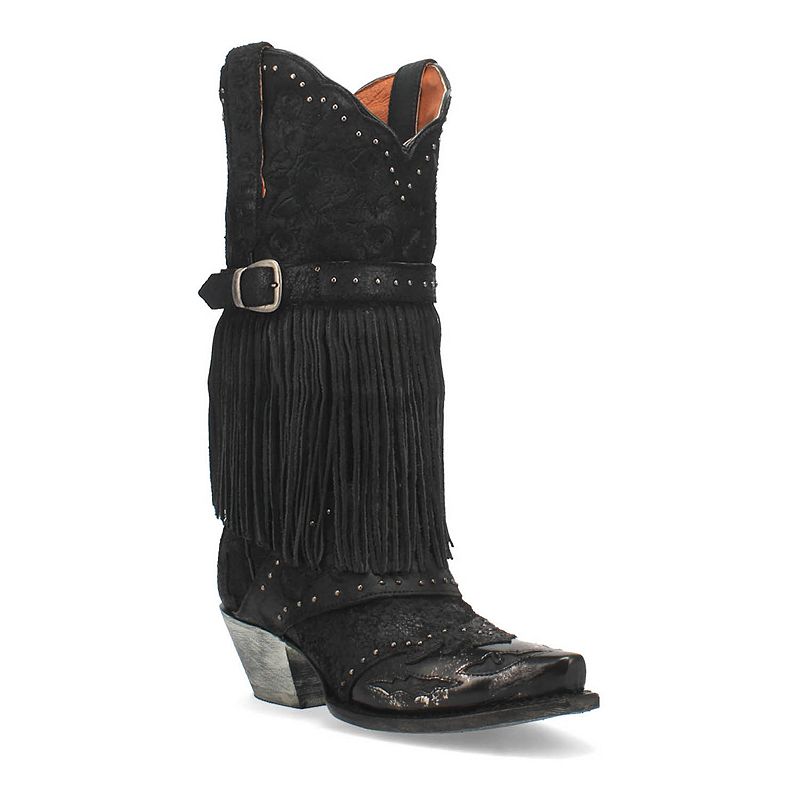 Dan Post Bed Of Roses Women's Leather Cowboy Boots, Size: 6.5, Black