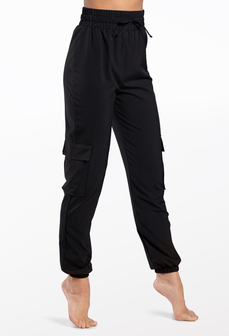 Dance Leggings - Woven Tech Cargo Pants - Black - Intermediate Child - AH12541