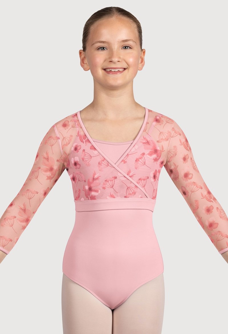 Dance Tops - Bloch Isobel Printed Wrap Top - CANDY PINK - 12/14 - CZ5216