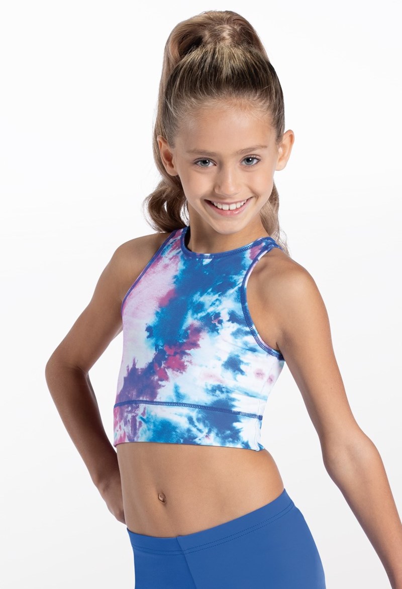 Dance Tops - Gradient Print Crop Top - BLUE/PURPLE TIE DYE - Intermediate Child - PL11713