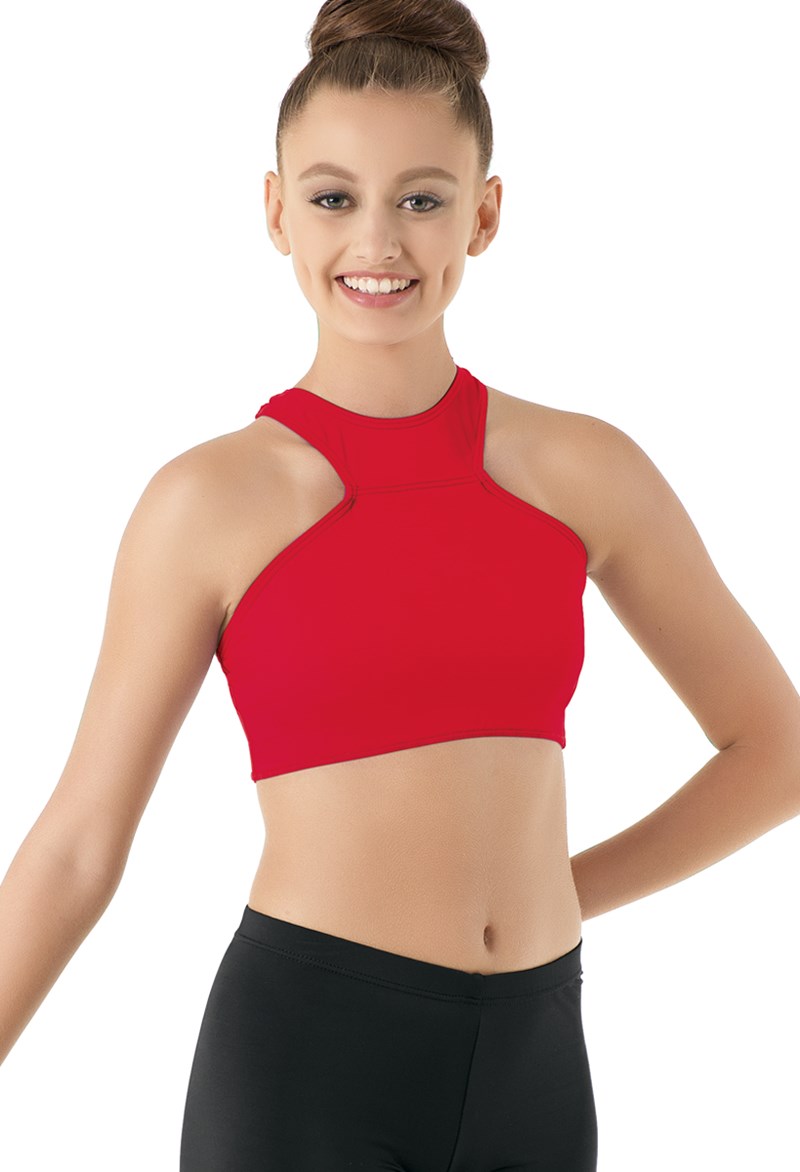 Dance Tops - High Neck Halter Bra Top - Red - Large Adult - MT7478