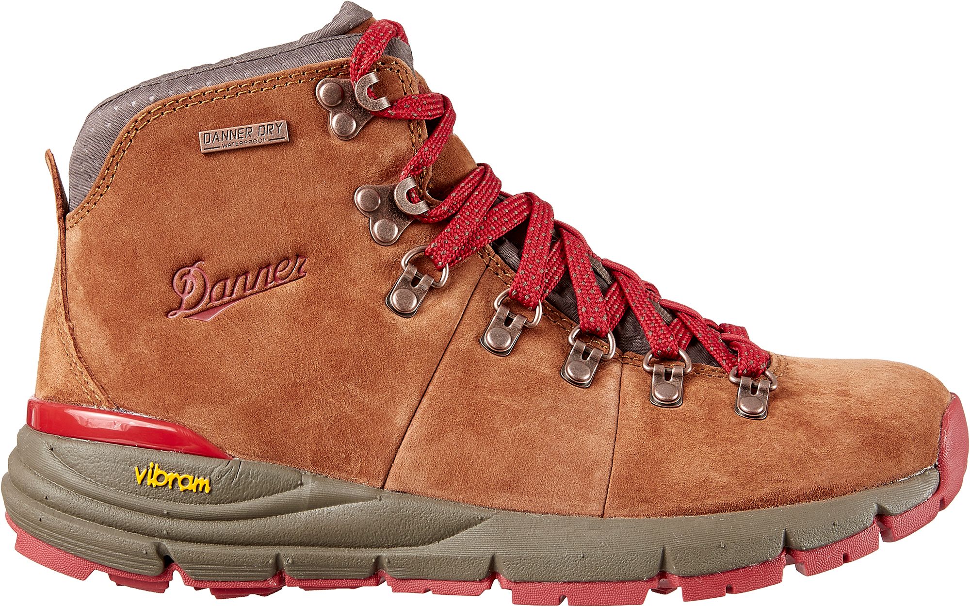 Danner Women's Mountain 600 4.5'' Suede Waterproof Hiking Boots, Size 6, Brown/Red