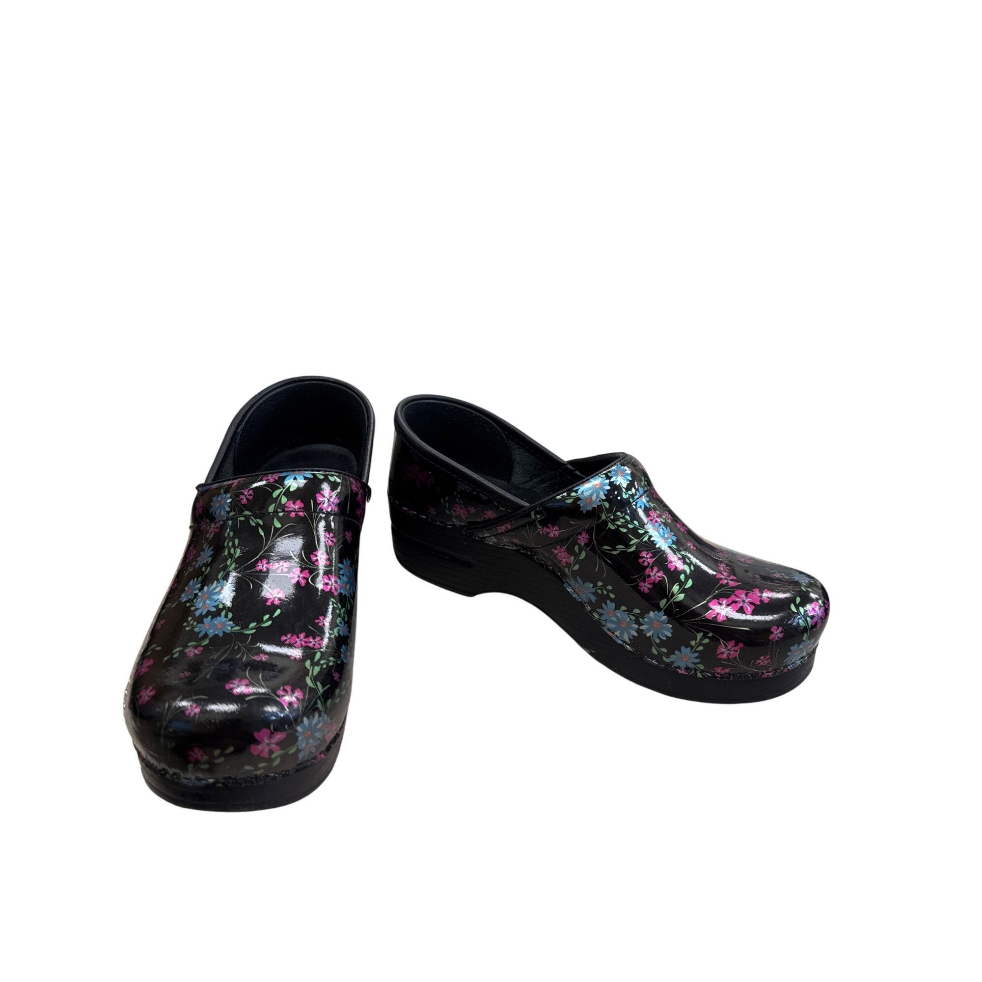 Dansko Womens Black Floral Leather Clogs Mule Shoess 6.5 Sku 7485 Shoes