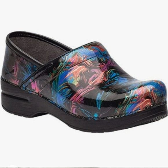 Dansko Xp Rainbow Watercolor Patent Leather Clogs 41 Shoes, Women's (Size 10.5)