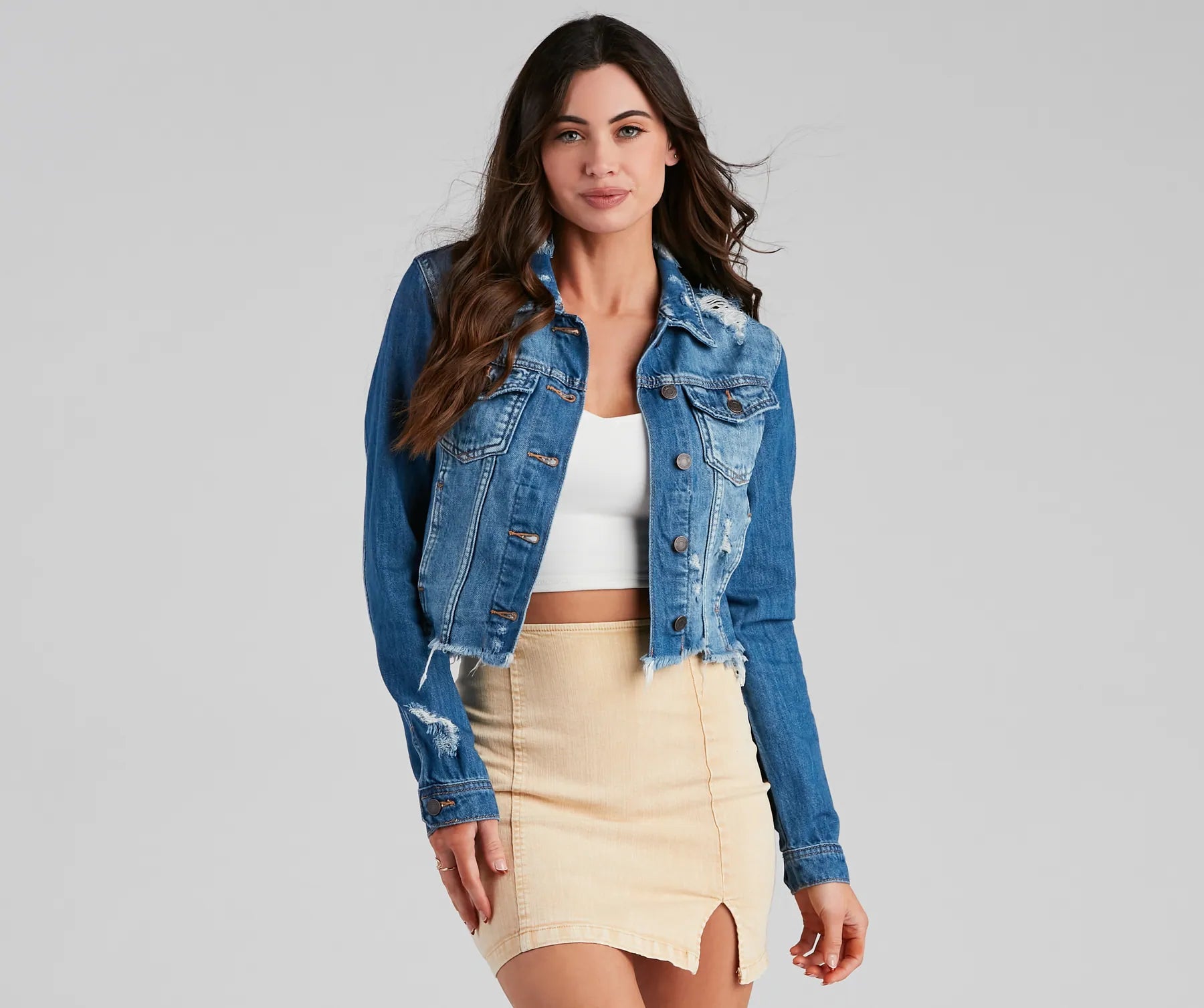 Daring Beauty Cropped Denim Jacket