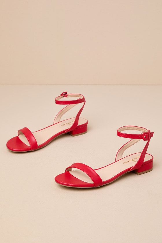 Darryian Red Ankle Strap Sandals