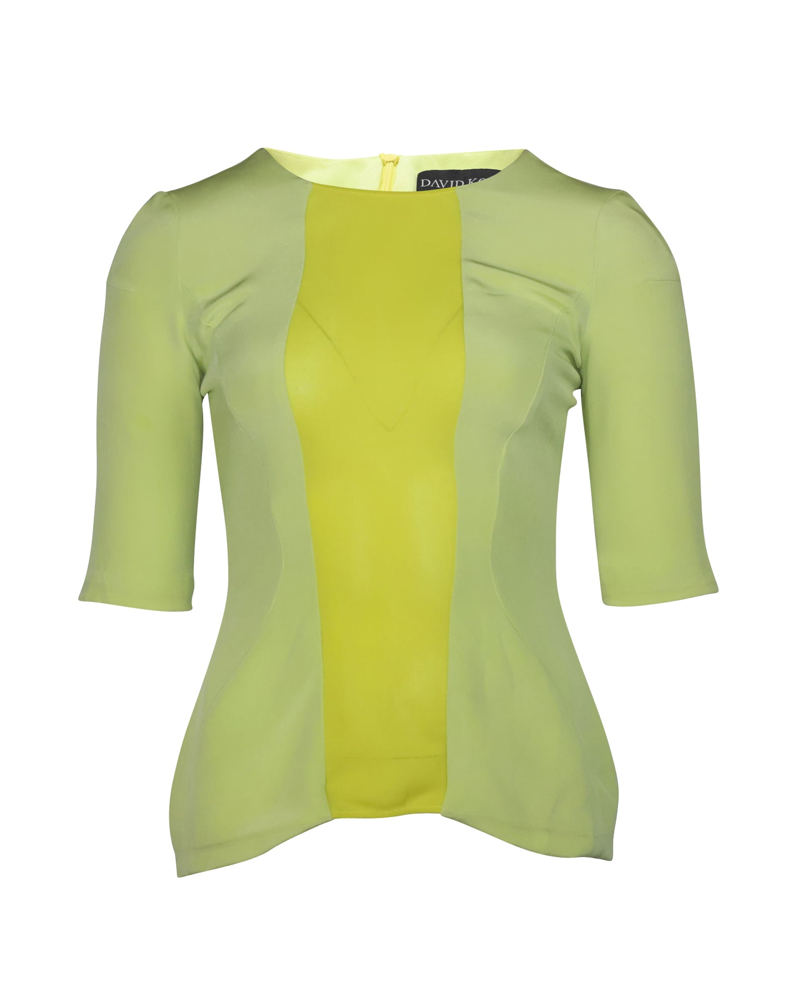 David Koma Long-Sleeve Top in Green Polyester