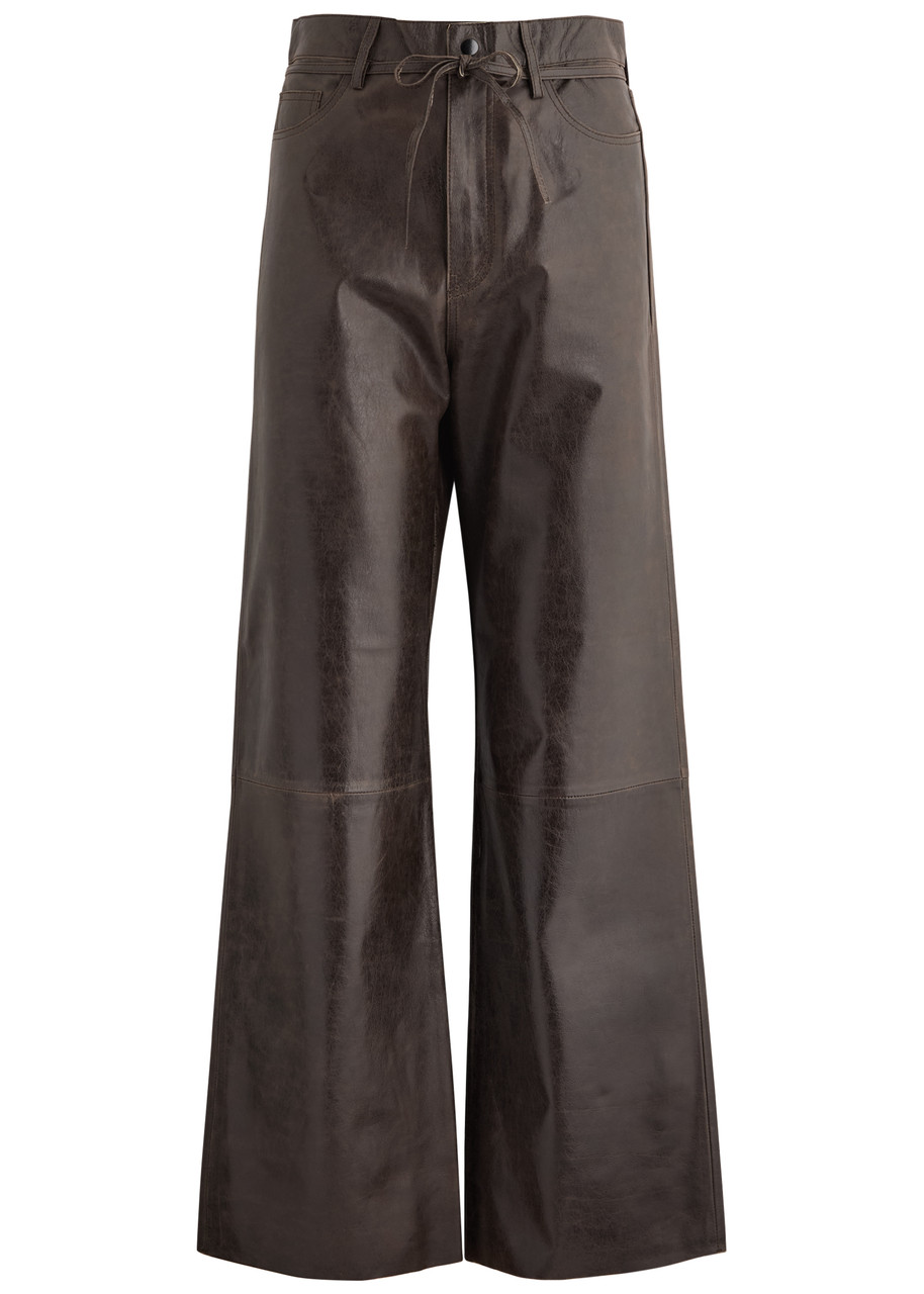 Day Birger ET Mikkelsen Elijah Belted Straight-leg Leather Trousers - Brown - 36 (UK10 / S)