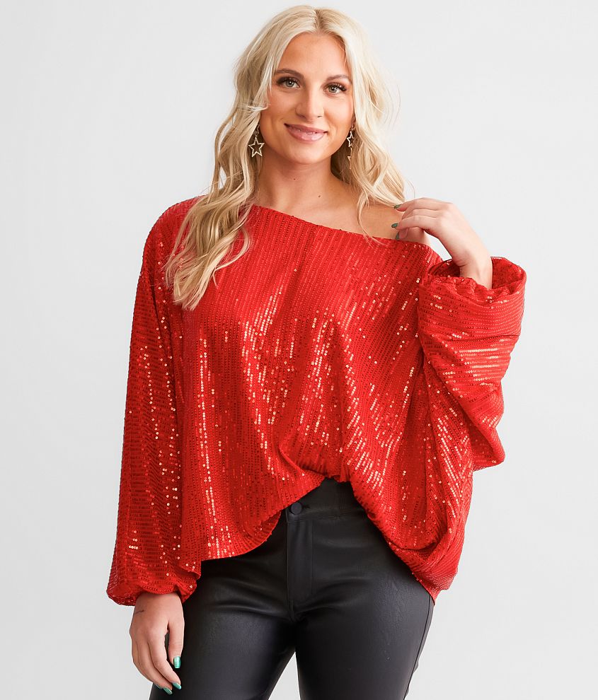 Daytrip Sequin Mesh Dolman Top