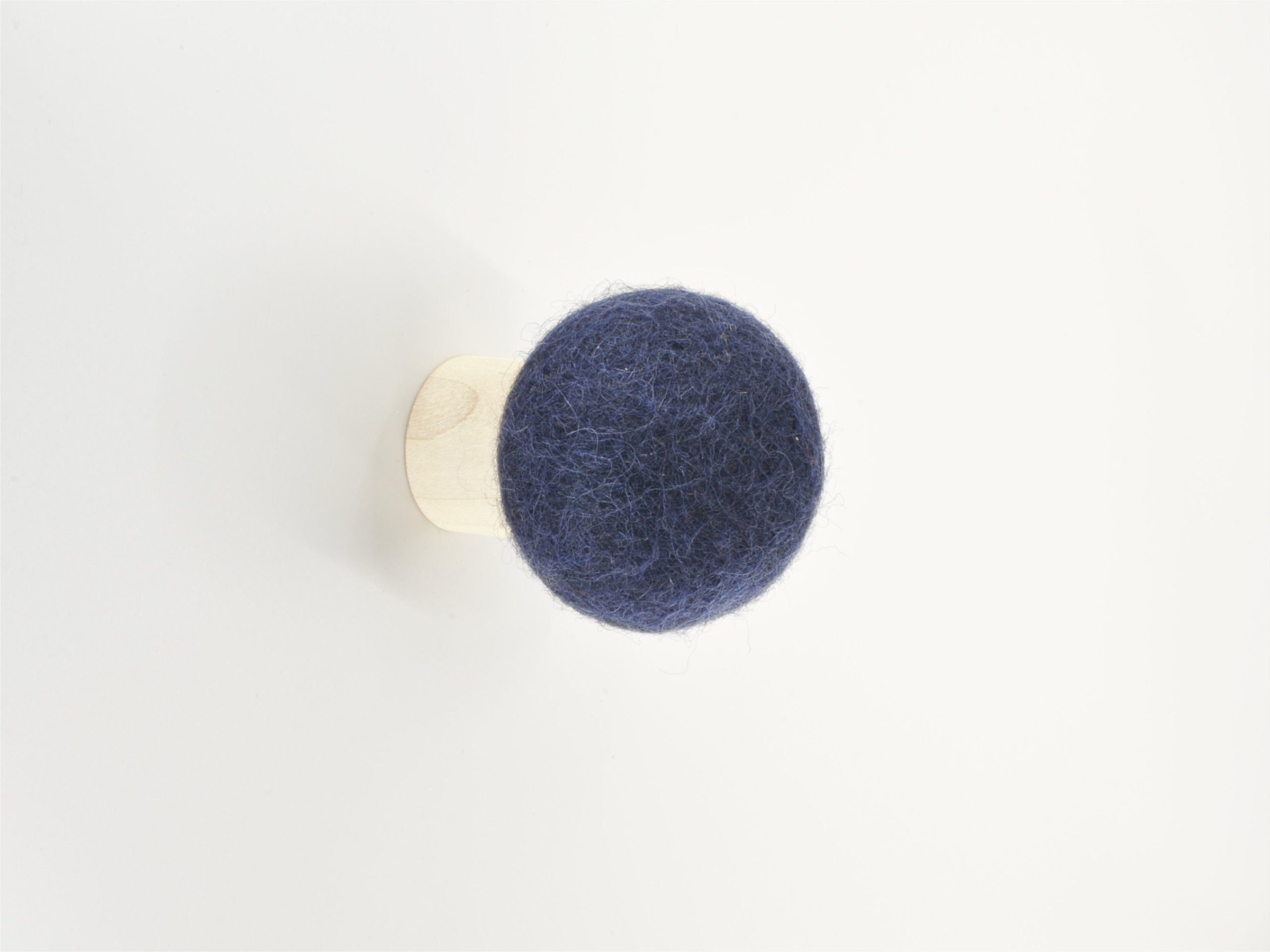 Deep Navy Blue Wall Hook; Decorative Minimalist & Modern Wool Wood Round Hook For Wall; Hat Coat