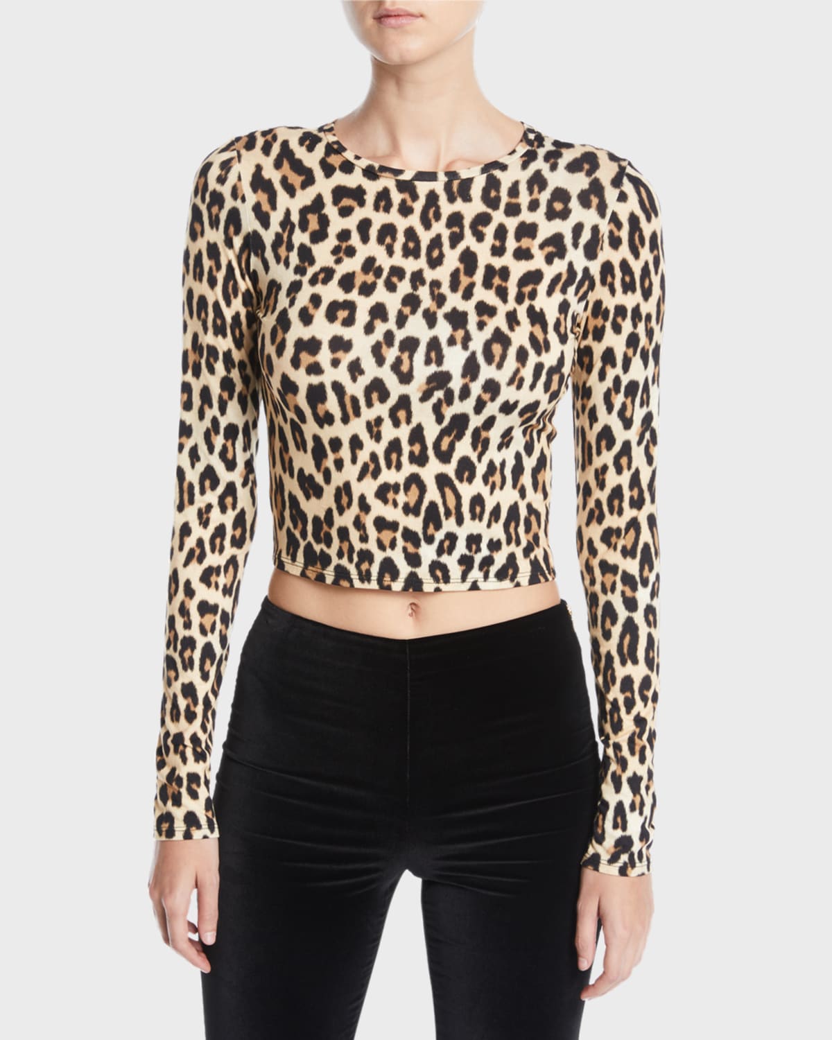 Delaina Long-Sleeve Crewneck Crop Top