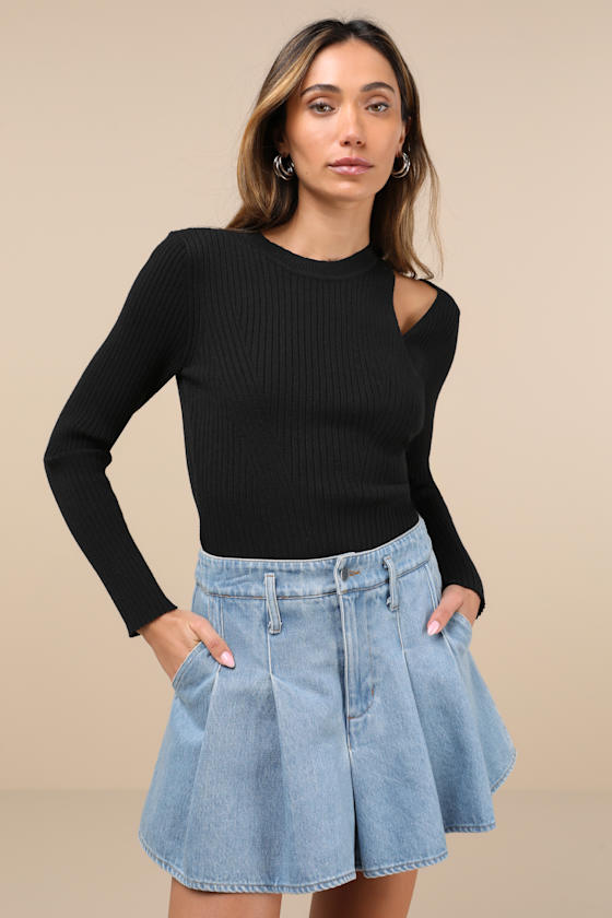 Delightful Trend Light Wash Pleated Denim Mini Skirt