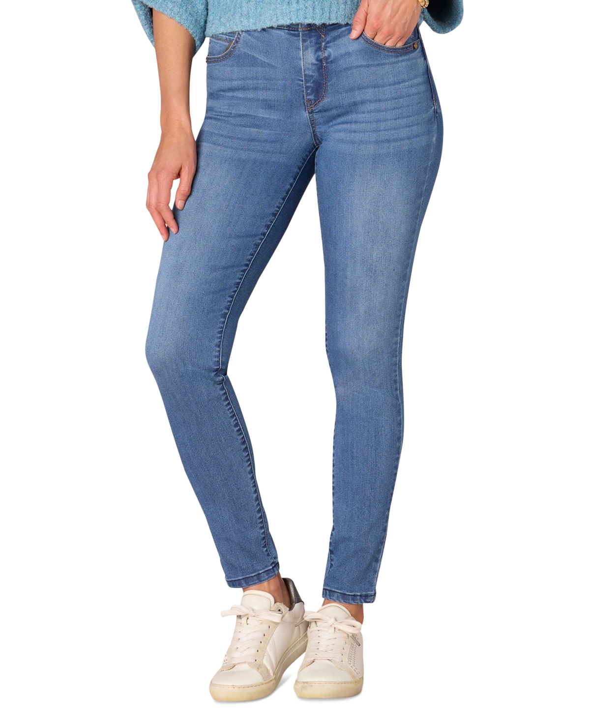 Democracy Petite "Ab"solution Mid-Rise Jeggings - Mid Blue