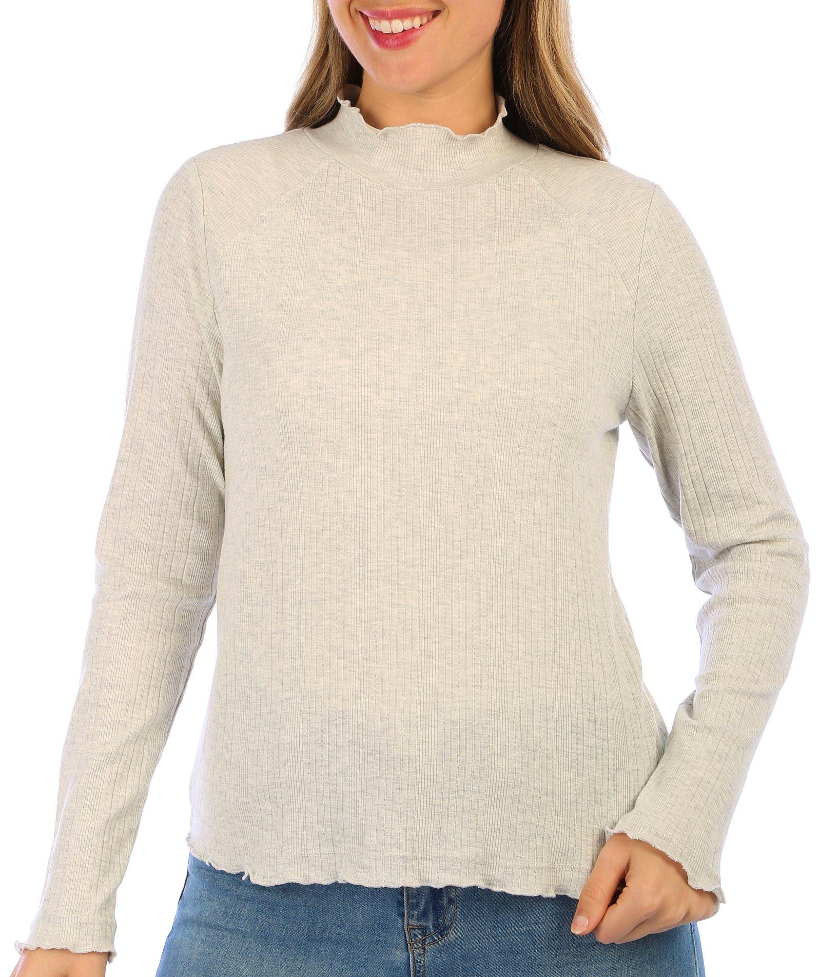 Democracy Womens Long Sleeve Mock Neck Knit Top