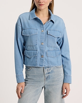 Denim Four Pocket Cropped Shacket