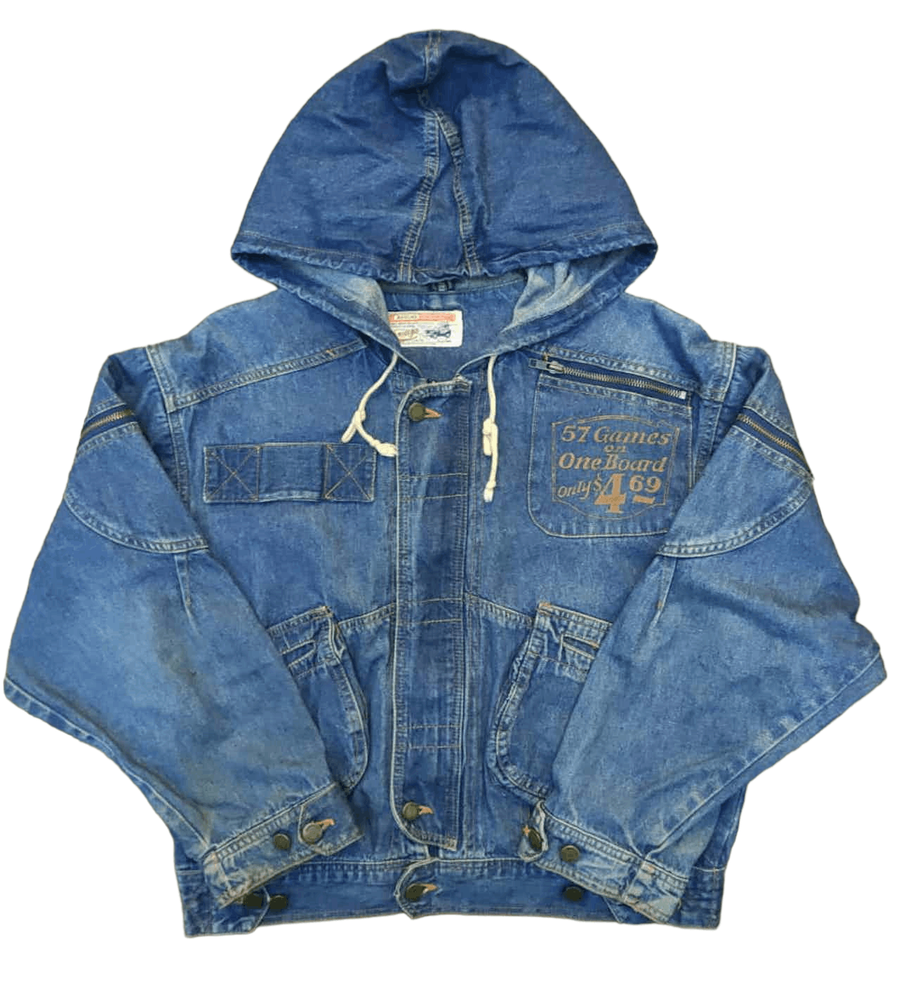 Denim Jacket x Vintage Denim Hoodie Jacket in Blue, Women's (Size Medium)