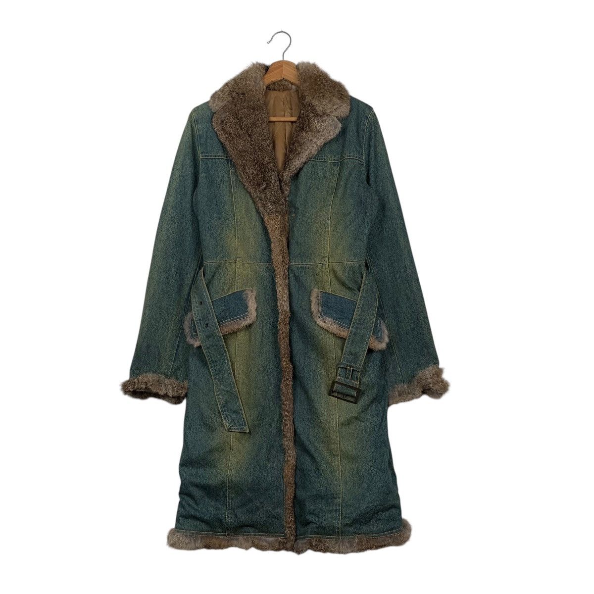 Denim Shearling Coat in Blue, Women's (Size Medium)