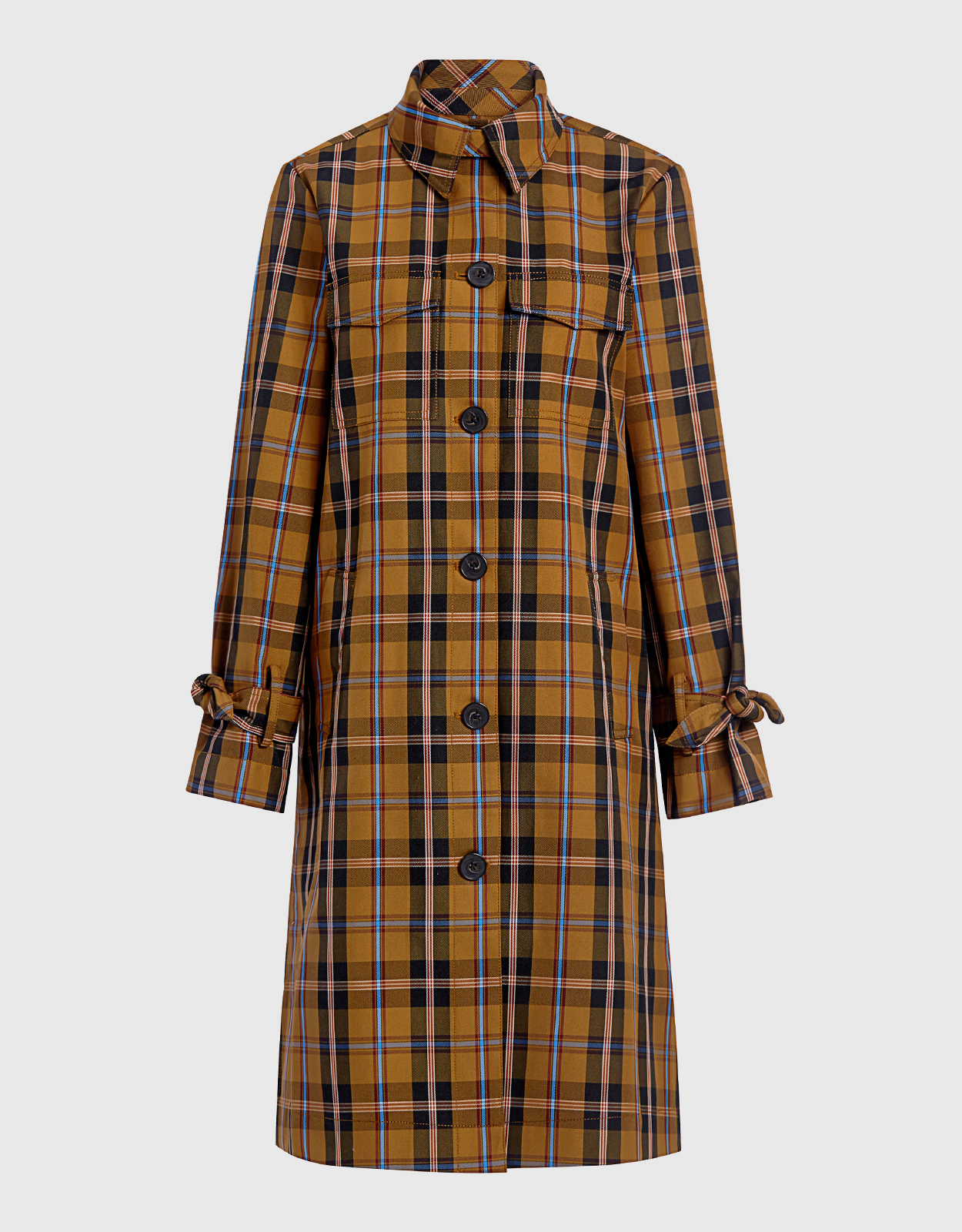 Derek Lam 10 Crosby Plaid Long Trench Coat - 0