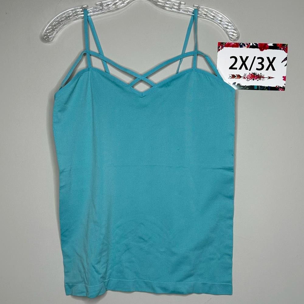 Designer Aqua Blue 2X 3X Plus Size Zenana Outfitter Camisole Tank 2X, Women's