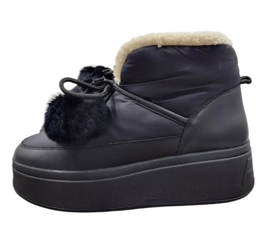 Designer Ash Fur-Lined Platform Boots - Size 9 in Black, Women's