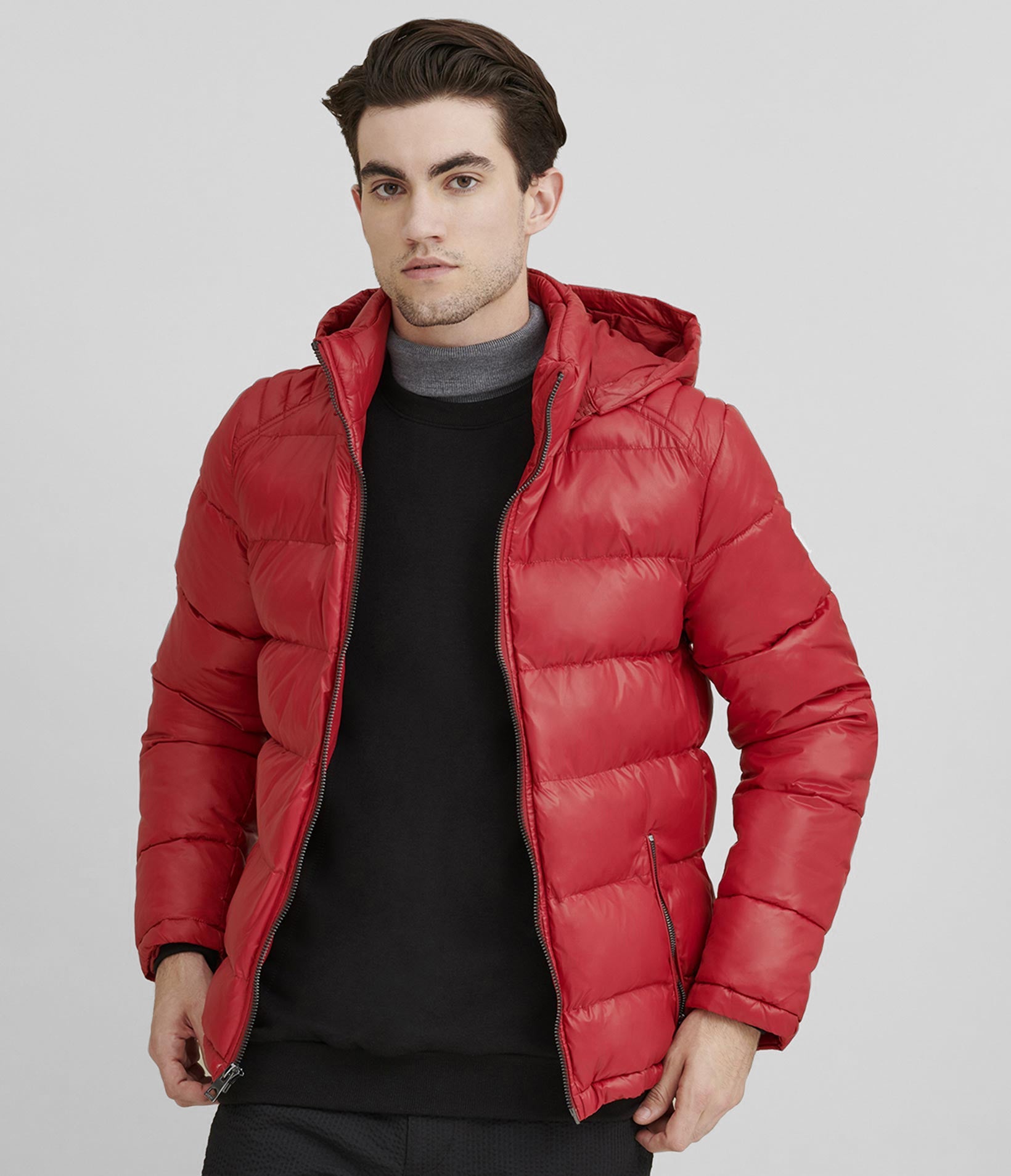 Designer Brand | Heavyweight Puffer Jacket With Removable Hood | Red | XS