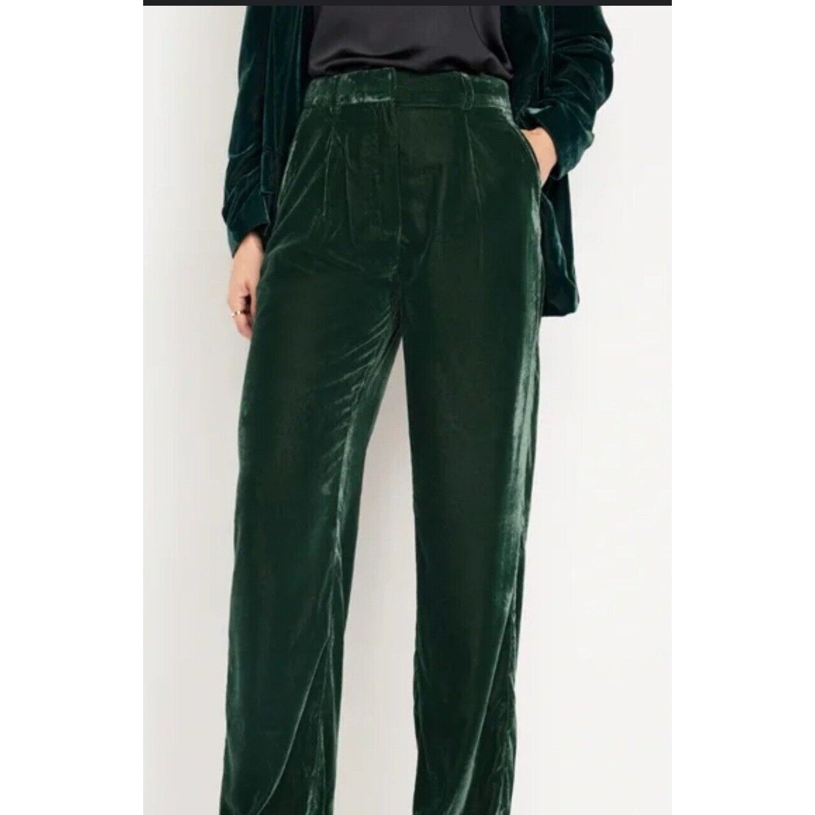 Designer Collectors Club Green Velvet Cropped Pants Uk 36 Us 4, Women's (Size 27)