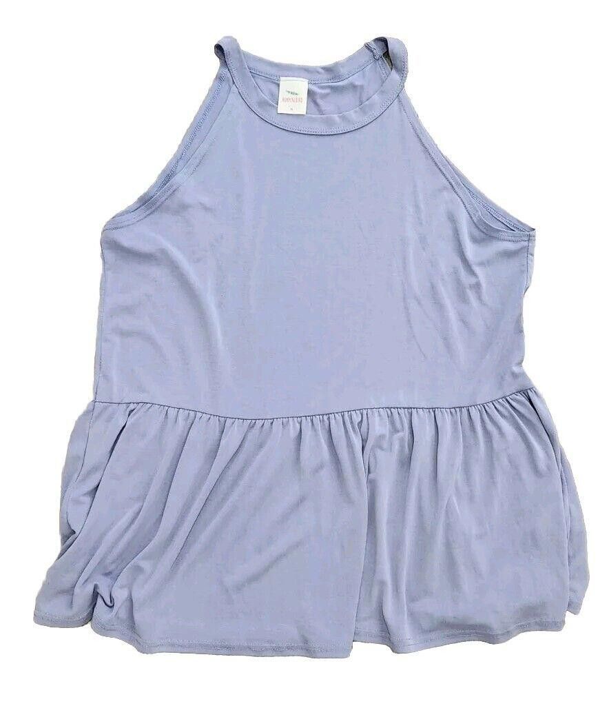 Designer Hummingbird Tank Top Medium High Neck Peplum Lavender in Purple, Women's