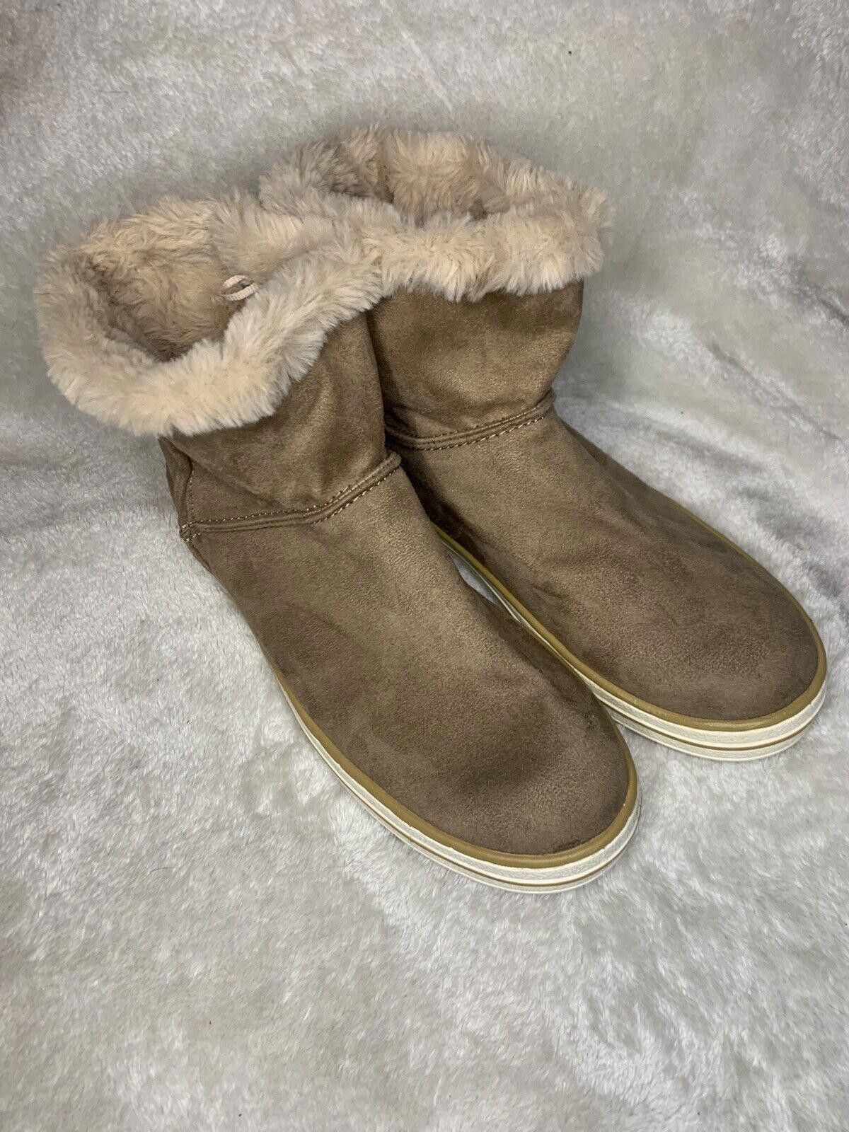 Designer Seven Dial Fur-Lined Boots Size 8.5 Medium in Brown, Women's