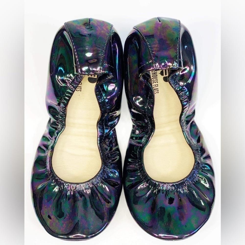 Designer Storehouse Flats Stylish Iridescent Ballet Flats in Black, Women's (Size 6)