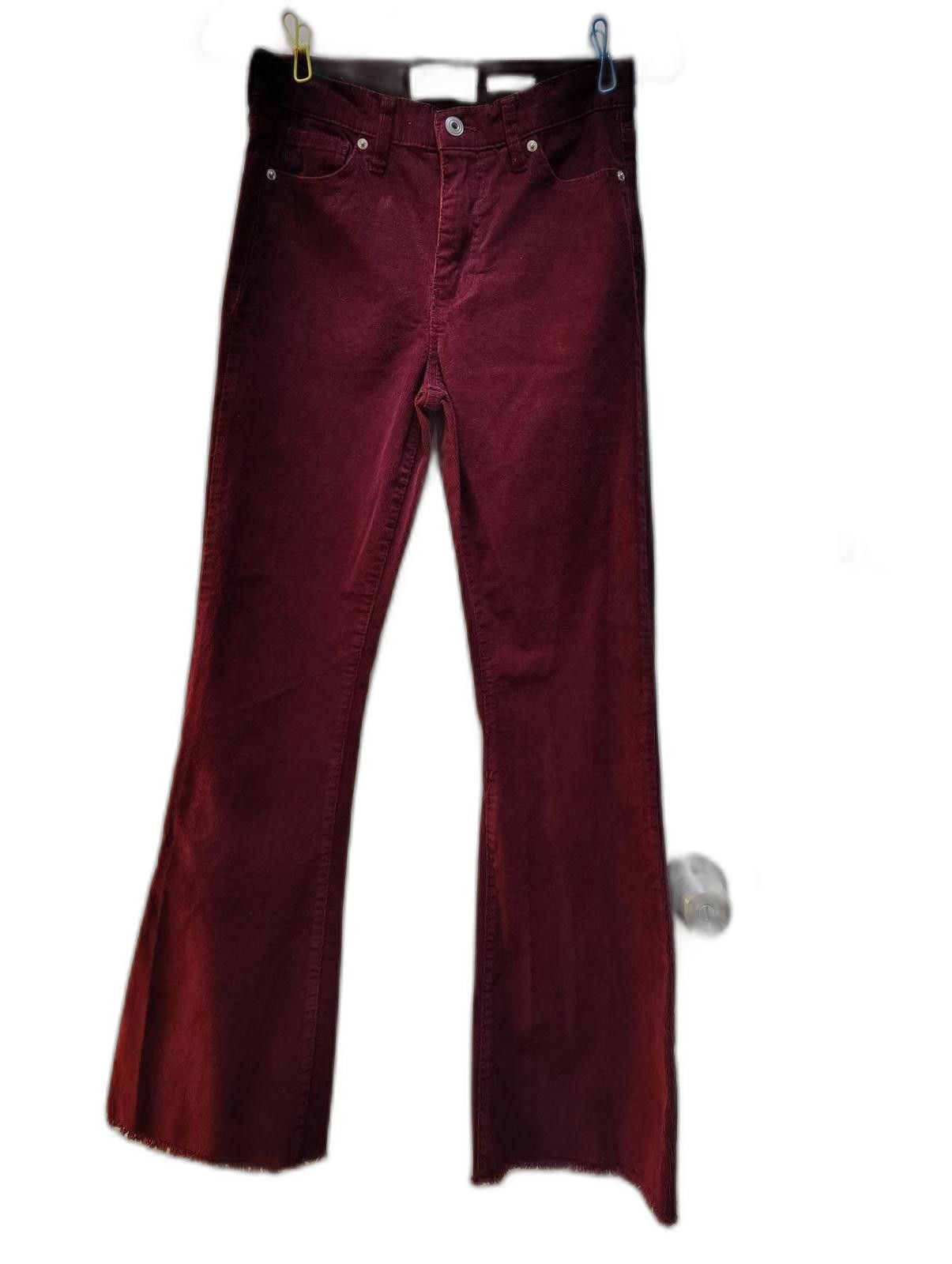 Designer Women's Flared Corduroy Pants Size 3/26 Burgundy