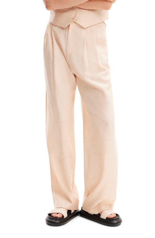 Desigual Tailored Floral Trousers in Beige at Nordstrom, Size X-Small