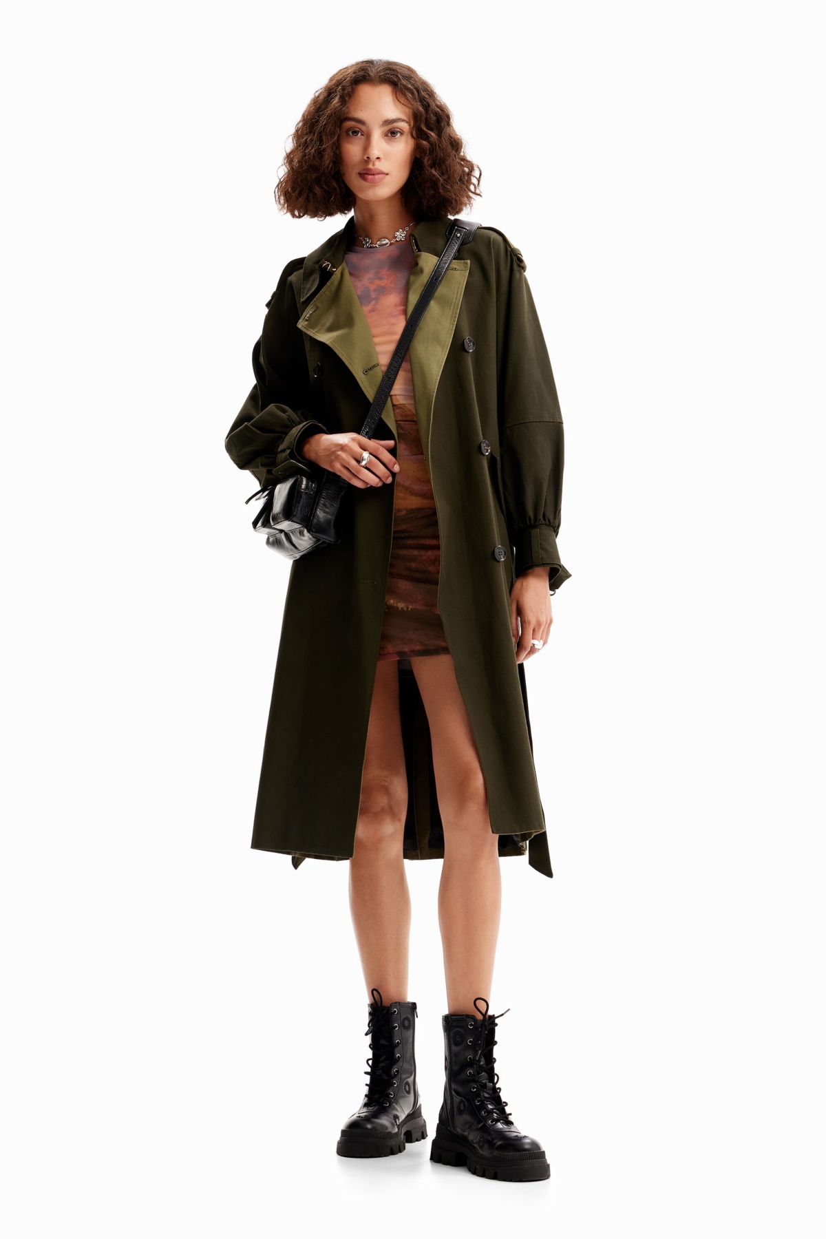 Desigual Women's Oversize belted trench coat - Green