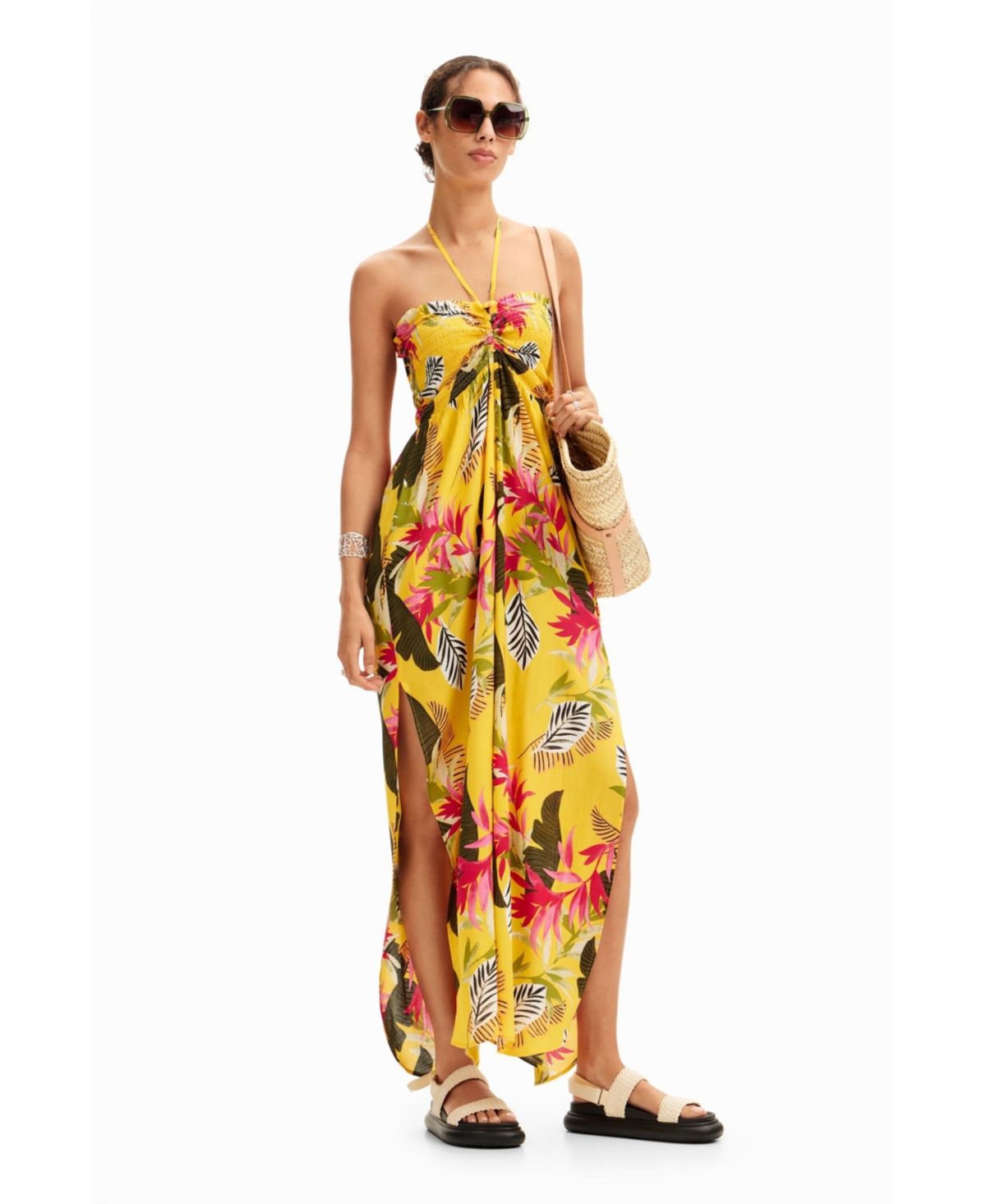 Desigual Women's Tropical halter neck jumpsuit - Yellow