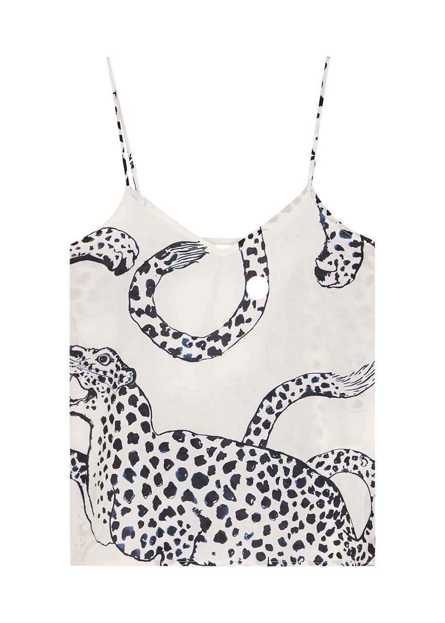 Desmond & Dempsey The Jag Printed Cotton Camisole top - White - XS