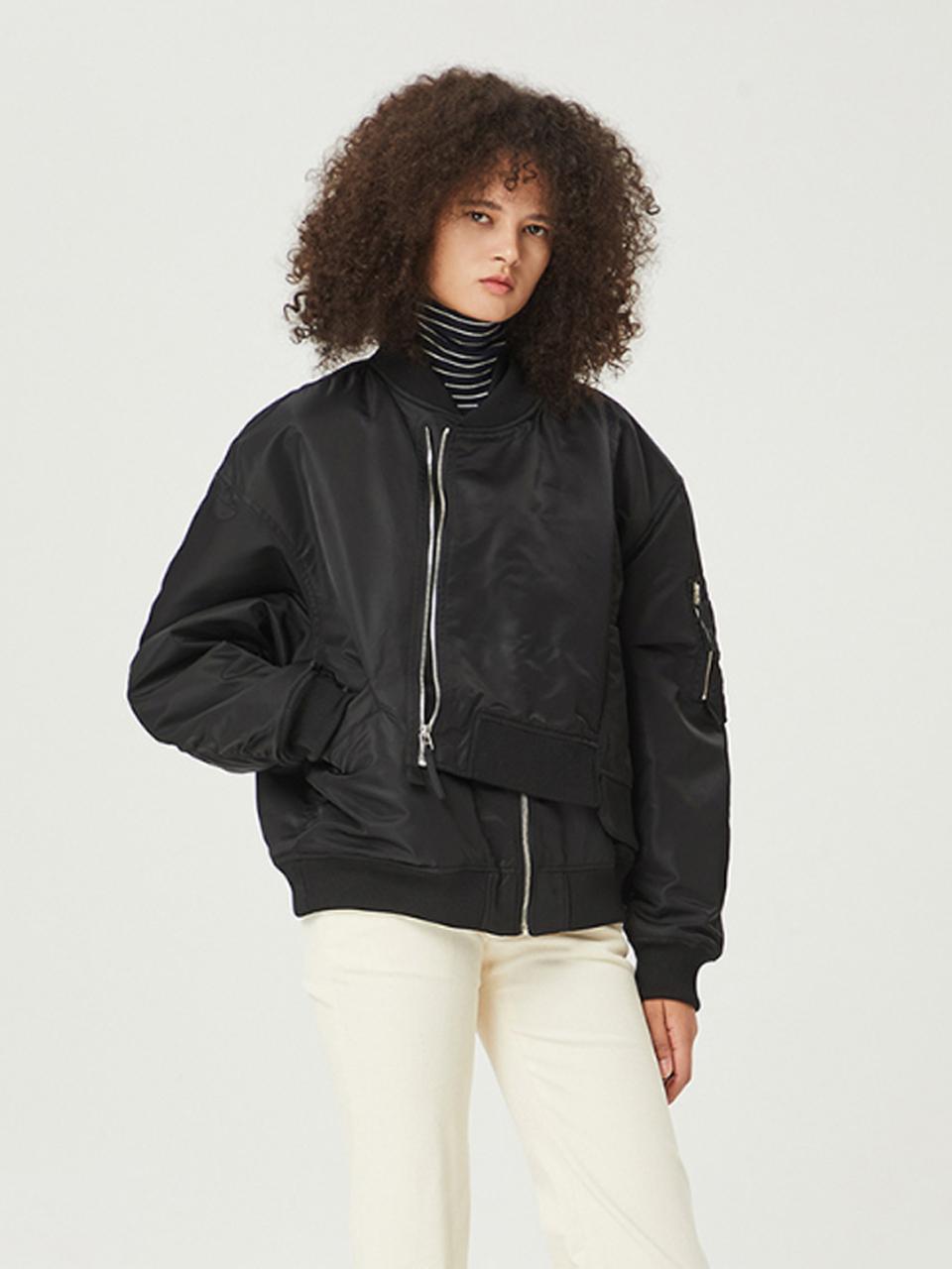 Diagonal Zip-up Modified Oversized Padded Jacket (NADW0-WHH510_450)