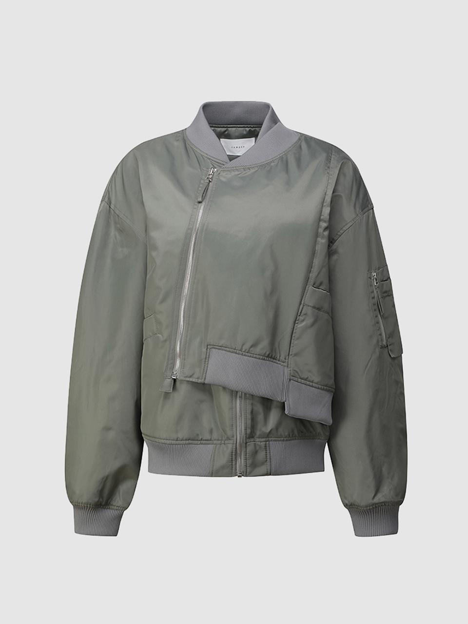 Diagonal Zip-up Modified Oversized Padded Jacket (NADW0-WHH510_570)