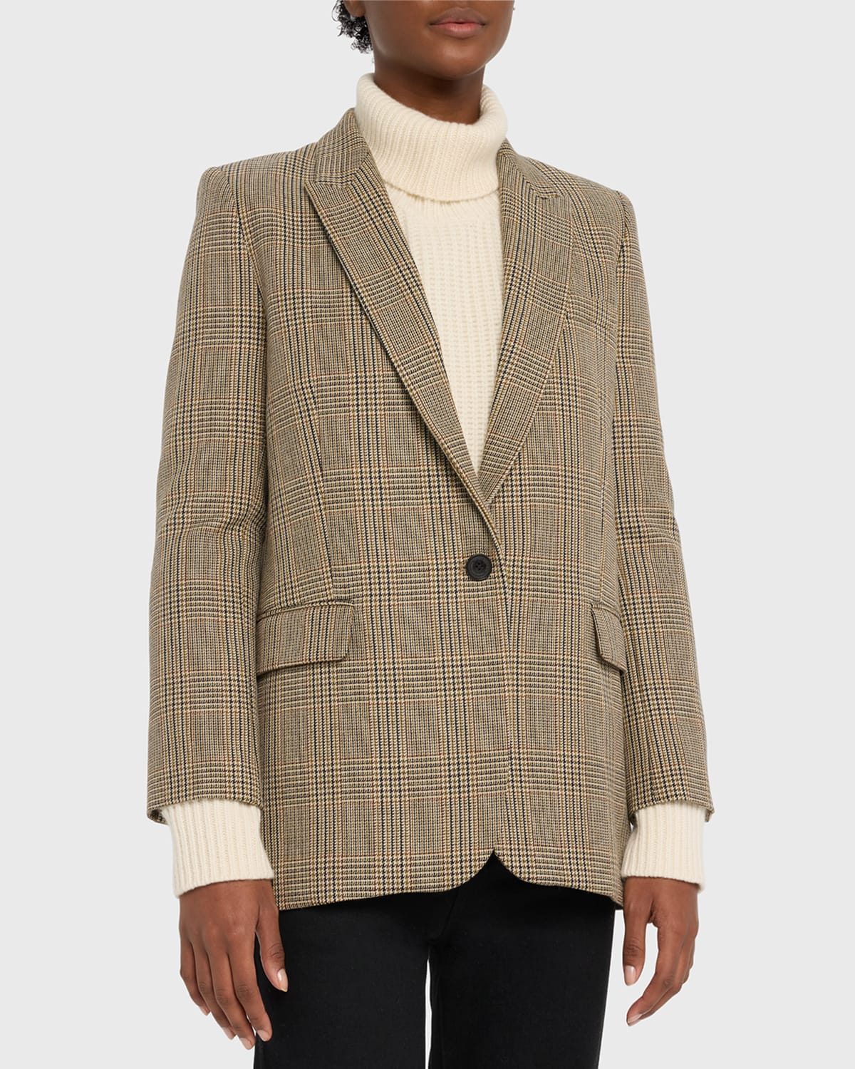 Diane Plaid Single-Breasted Blazer