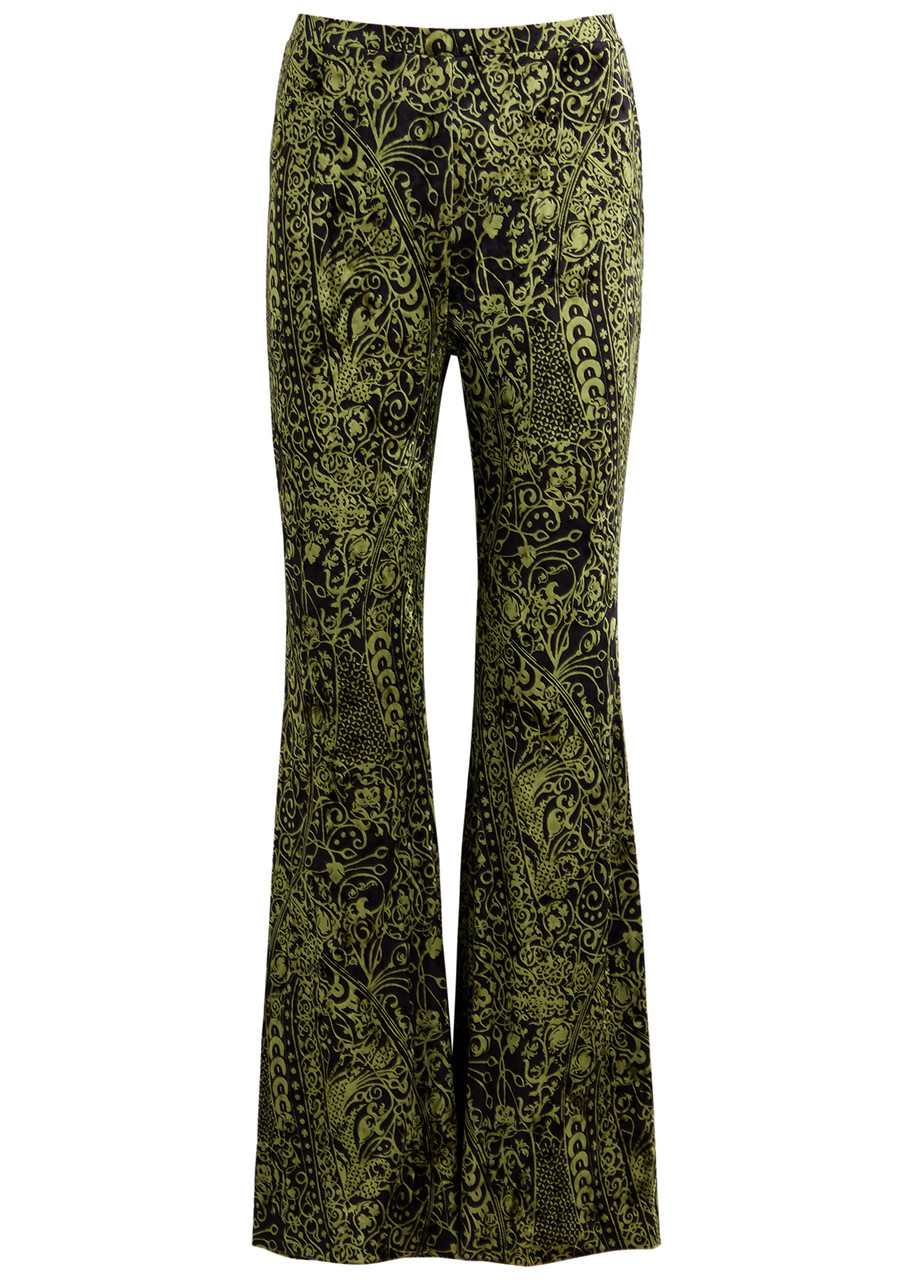 Diane Von Furstenberg Ruthette Printed Flared Velvet Trousers - Multicoloured - L (UK14 / L)