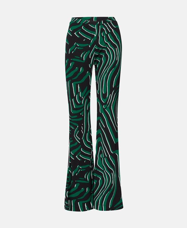 Diane Von Furstenberg Wide-Leg Trousers in Dark Green, Women's (Size 40)