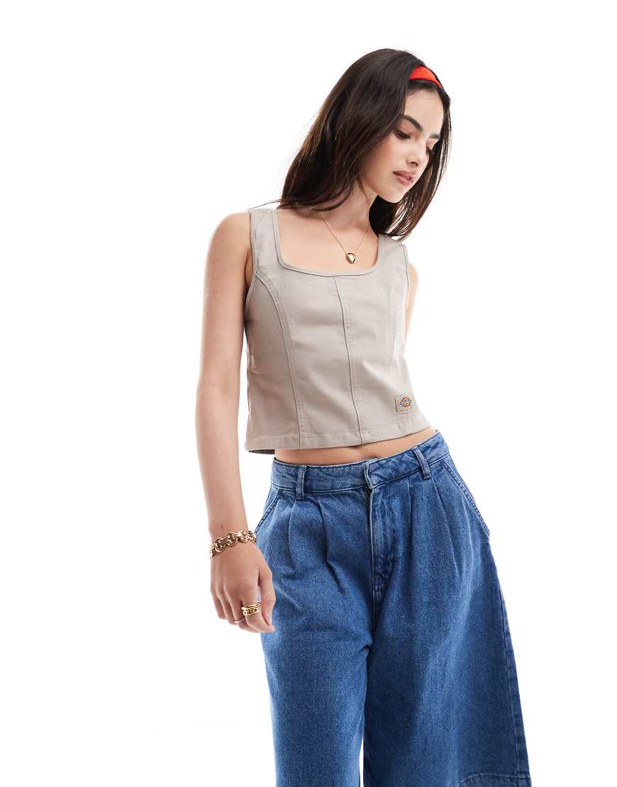 Dickies Meriden corset top in beige-Neutral