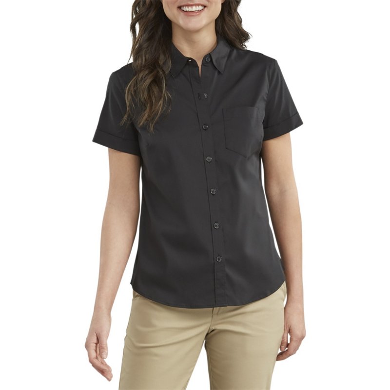 Dickies Women's Woven Short Sleeve Top Black, Small - Women's Outdoor Long-Sleeve Tops at Academy Sports