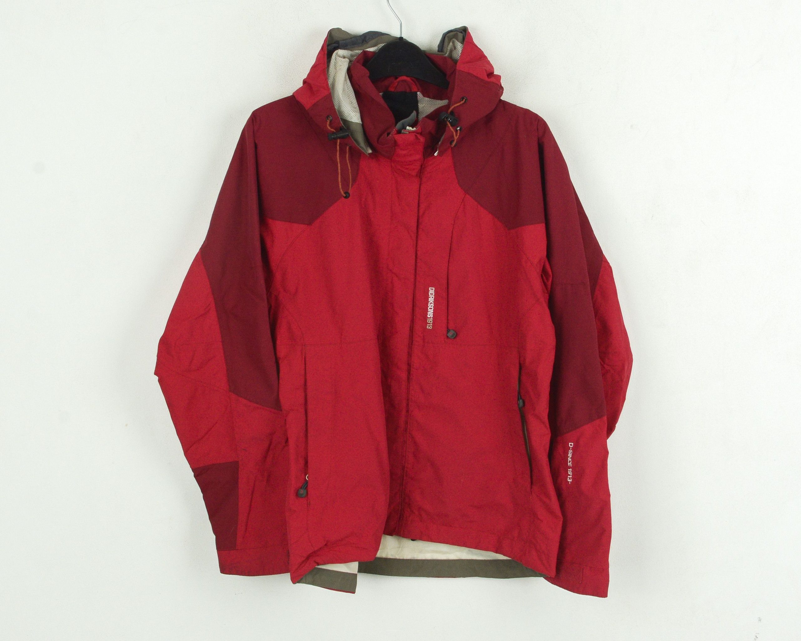 Didriksons Jacket M Women Hooded Raincoat Us 8 Windbreaker in Red (Size Medium)