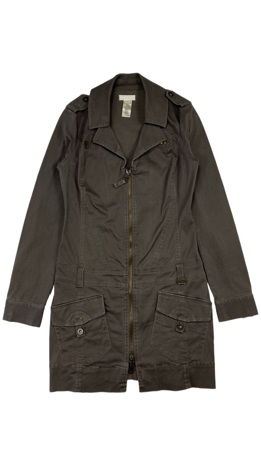 Diesel Dress Jacket Safari Military Zip Coat in Grey, Women's (Size Large)