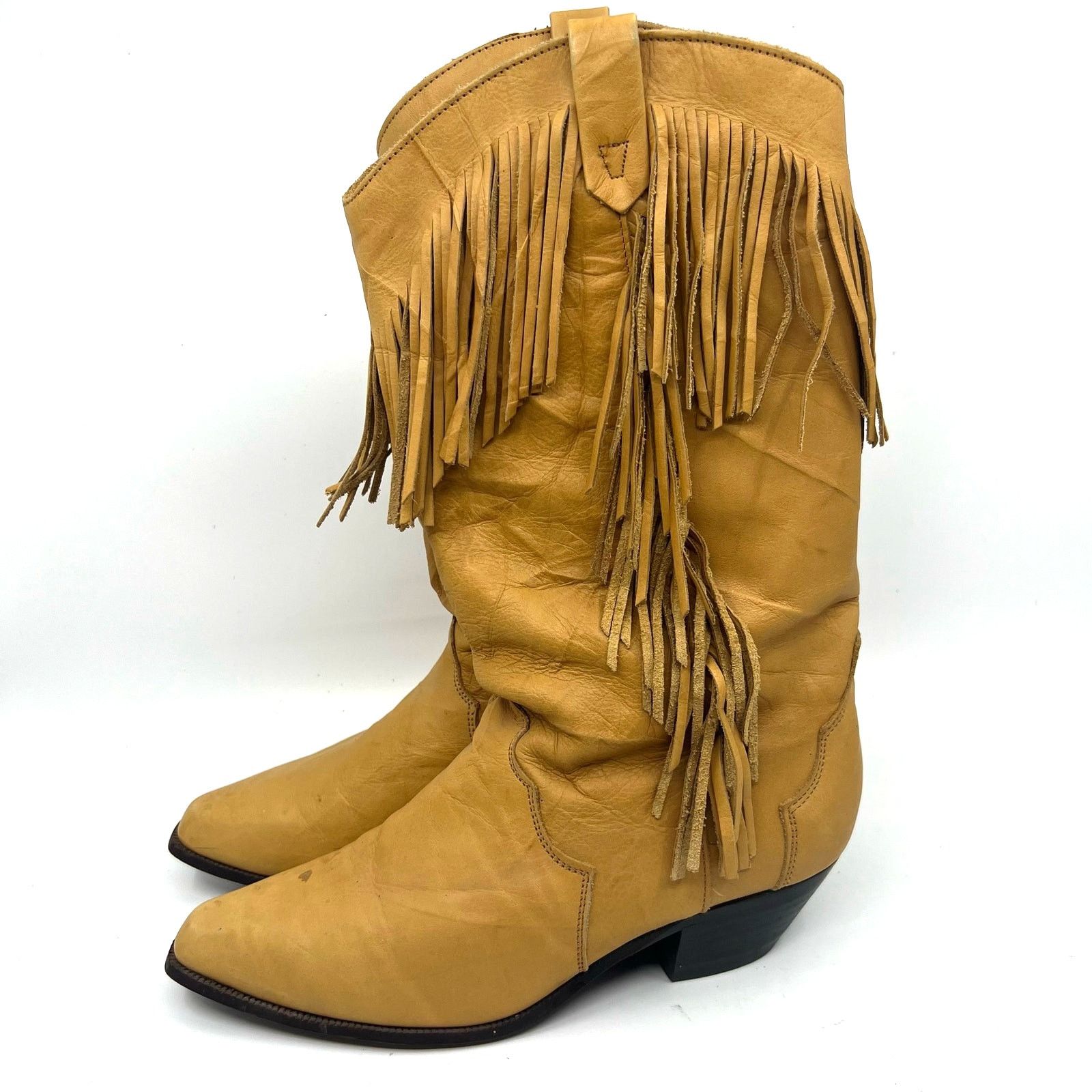 Dingo Boots Dingo Tan Leather Fringe Western Cowboy Boots Women's 7 Us