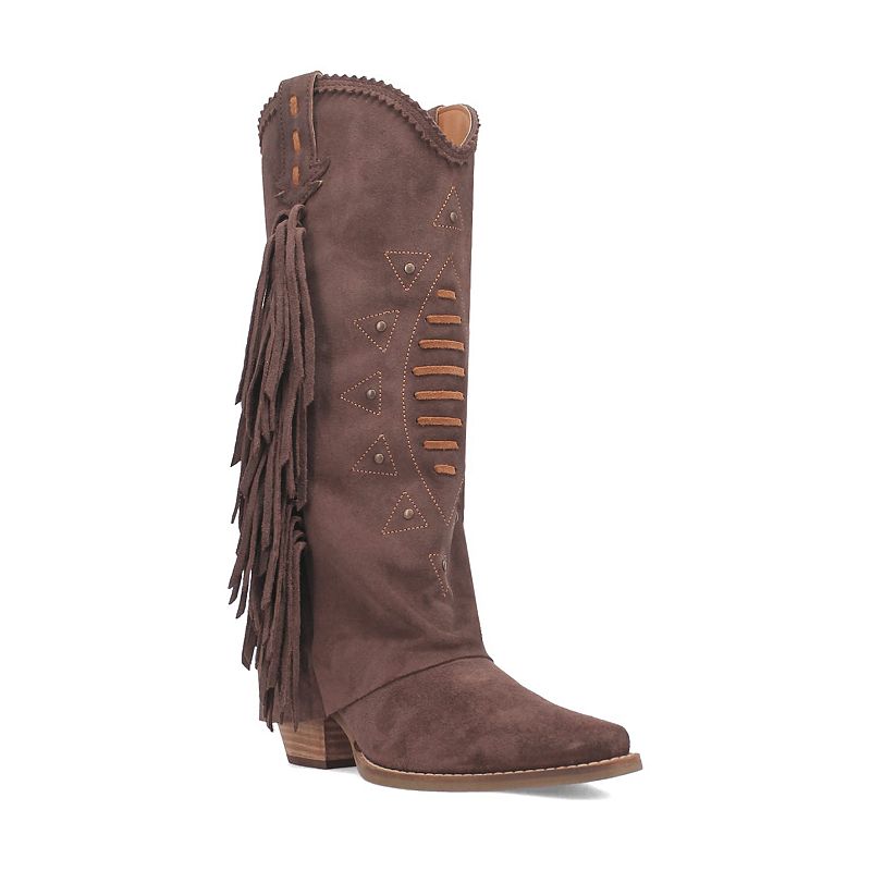 Dingo Women's Spirit Trail Side Fringed Leather Cowboy Boots, Size: 8, Brown