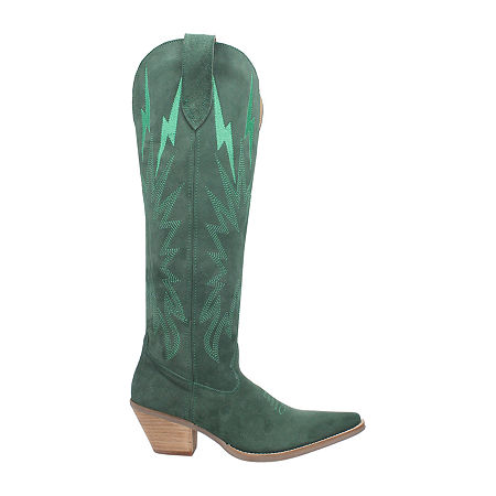 Dingo Womens Thunder Road Stacked Heel Cowboy Boots, 8 Medium, Green